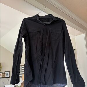 Marc Anthony Men's Black Button-Up Shirt Jacket slim fit L